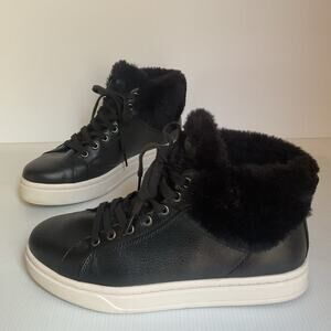 Koolaburra by UGG High Top Sneakers  Black Leather Fur Lined Size 7 US 38 EU